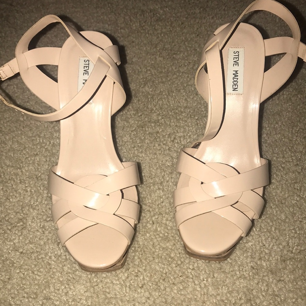 Nude ankle strap heels!
